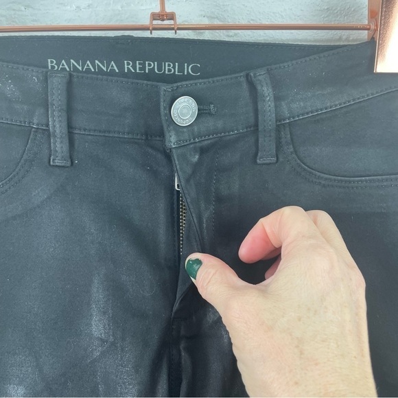 Banana Republic Luxe Sateen Coated Black Skinny Jeans Size 25 - Picture 3 of 15